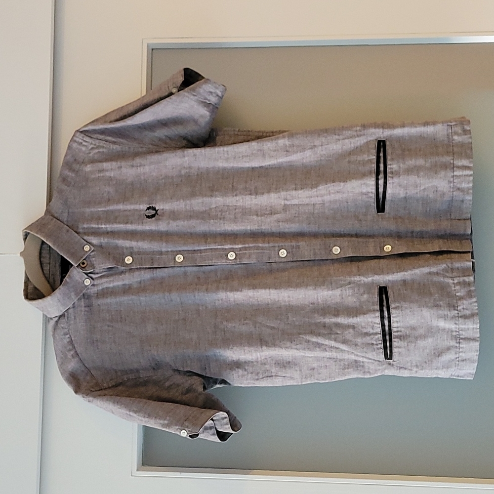 Fred Perry Button Collar T-Shirt with Pockets, Men's Medium, Grey